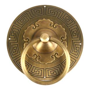 中式回纹铜门环装饰大门拉手纯铜老式复古典全铜门把手仿古铜配件