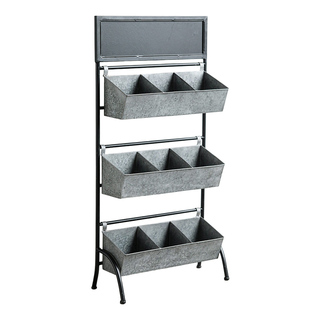 阿尔栌铁艺植物架复古做旧三层园艺工具收纳架绿植花架阳台种植架