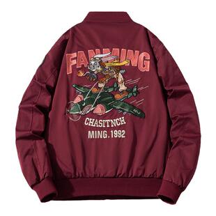 mYes牧野森飞行夹克男春秋冬新款帅气宽松复古刺绣外套潮牌棒球服