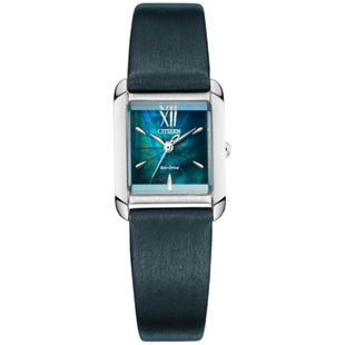 西铁城正品光动能间金色贝母表盘复古小方盘女表EW5556送母亲