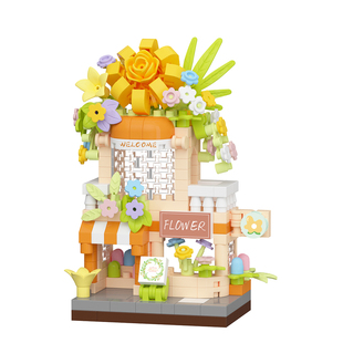 微小颗粒拼装积木街景益智玩具卡通造型成年拼图网红桌面摆件礼物