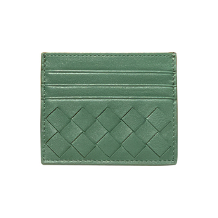 编织卡包男 女通用超薄一片式羊皮卡夹真皮小巧轻便双面卡位中编