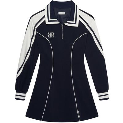 REVAN芮范设计师款复古运动风拼色连衣