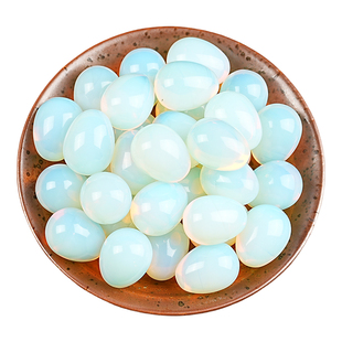 蛋白石滚石摆件仿真鸡蛋造型原石矿石标本消磁碎石宝石文玩手把件