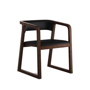 新中式实木椅子会议软包休闲书房酒店餐厅洽谈泡茶桌椅带扶手餐椅