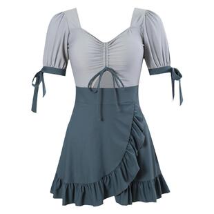 泳衣女复古绝美微胖女孩遮肉显瘦保守遮肚子高级感泡温泉连体泳装