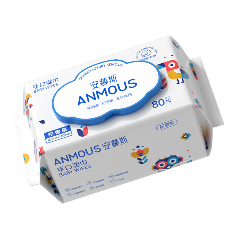 安慕斯积雪草婴儿手口湿巾80抽*1包