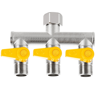 三通四通阀带开关一分二4分活接球阀热水器水管3通接头分流分水器