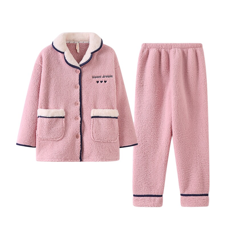 羊羔绒家居服加厚冬季保暖套装
