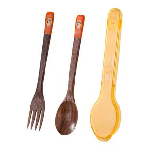 onlycook黑胡桃木筷勺套装小学生便携餐具儿童筷子勺子叉子收纳盒