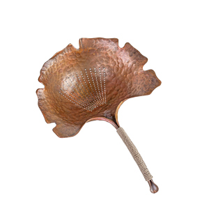 银叶杏纯手工紫铜茶漏细密过滤茶渣中式复古茶滤公道杯滤茶器底托