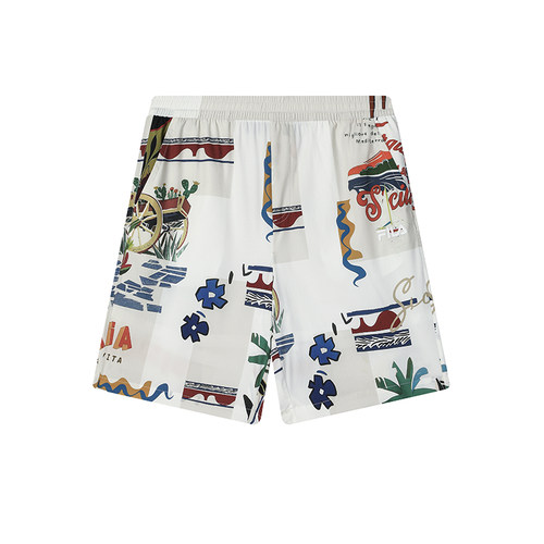 FILA 斐乐官方男士梭织五分裤2025夏季新款满印舒适防晒休闲短裤