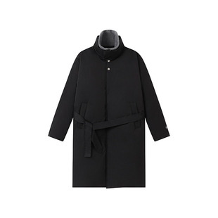 FORNINES假两件白鸭绒羽绒服男款冬季情侣过膝中长款外套女防寒服