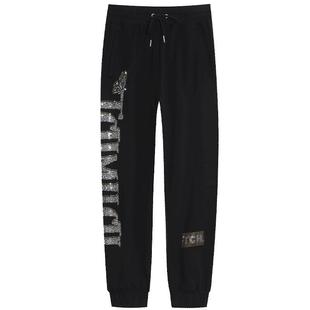 TCH潮牌大C长裤蝴蝶烫钻黑色休闲裤商场同款T66B206105