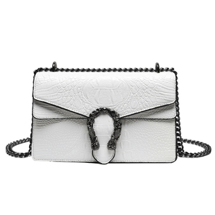 专柜2025新款轻奢鳄鱼皮包包女斜挎包真皮链条女包单肩腋下酒神包