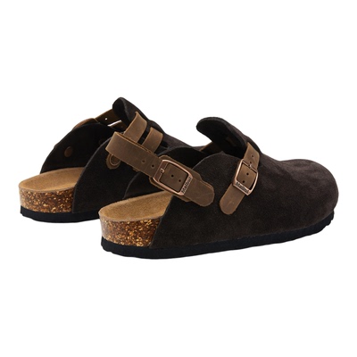 麦步伦勃肯真皮一脚蹬软木拖鞋