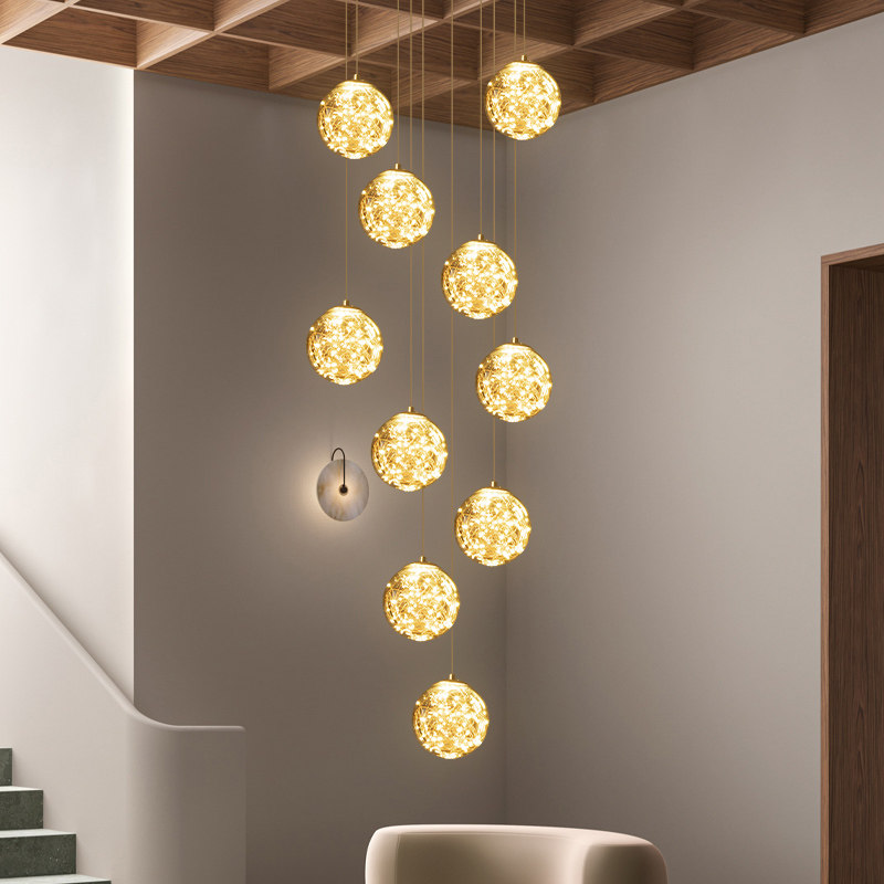 北欧楼梯灯长吊灯别墅复式楼梯间楼中楼吊灯简约个性创意轻奢灯具