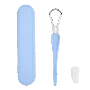 新款二合一牙刷刮舌苔器不锈钢旅行出差盒装便携双头口腔清洁工具