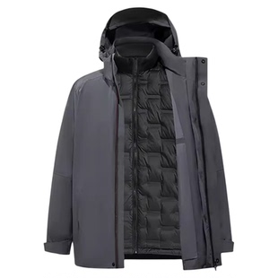 大码90鹅绒羽绒服胖MM冬保暖男女同款三合一羽绒冲锋衣工装工作服