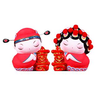 吉兔坊小欢喜新婚礼品送新人闺蜜礼物非遗泥人摆件送新婚夫妇礼物