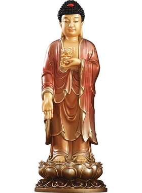 太古彩西方三佛像佛堂供奉摆件