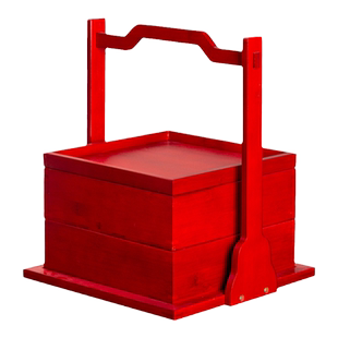 火锅店托盘民宿早餐新婚饼盒餐具点心盒意境菜酒店碟子竹制红提篮