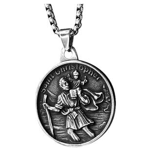 St.Christopher旅行者护身符项链男女圣克里斯托弗吊坠旅人饰品