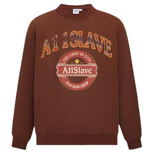 A11SLAVE复古徽章做旧印花卫衣高街国潮牌套头宽松加绒嘻哈情侣装