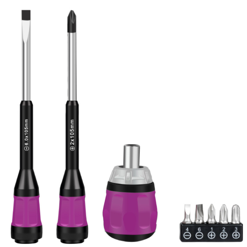 拓伏锐进口螺丝刀套装工业级7合1替换式棘轮起子组维修改锥正反转