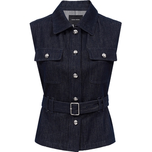 Vero Moda马甲女2026夏季新款纯棉腰带无袖收腰牛仔短外套百搭