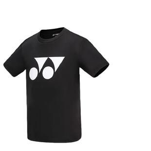 YONEX尤尼克斯羽毛球儿童训练服学生运动短袖青少年黑色圆领T恤