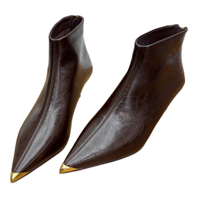 法式尖头细跟短靴女单靴及踝靴子