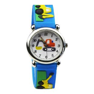 儿童电子手表男生防水卡通可爱挖掘机小学生指针石英看时间幼儿款