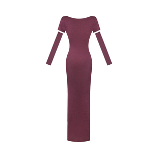 凡舒轻奢 红颜祸水2025年秋冬新款一字肩修身性感连衣裙气质优雅