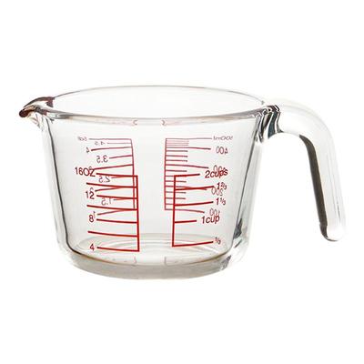 展艺宽口量杯带刻度手柄玻璃计量