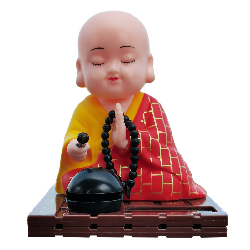 能敲木鱼会点头小和尚车载摆件