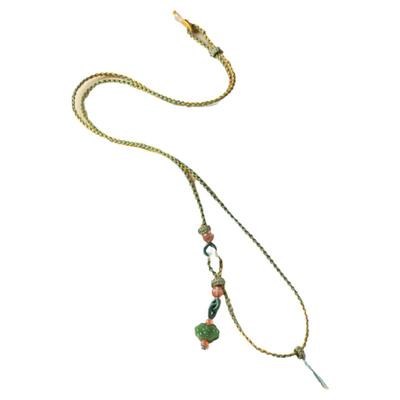 四股编织祥云如意锁草莓晶项链