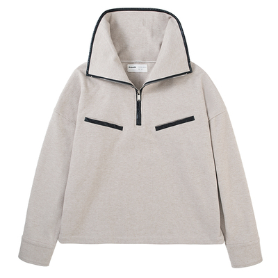 Netpallll拼皮拉链套头卫衣