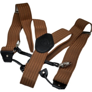 SOARIN复古英伦弹力男士宽背带大吊带六夹男式西裤松紧背带夹