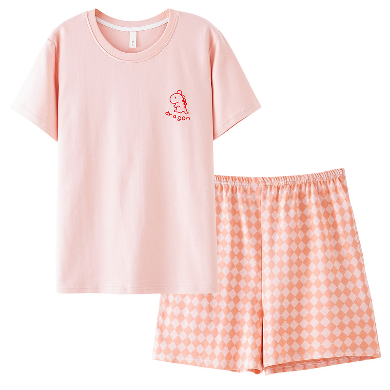 夏季全棉柔软短袖短裤女睡衣