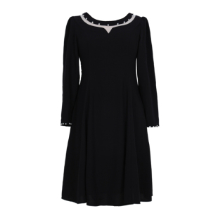 通勤风气质小黑裙大码女装2026春季新款胖MM透视感钉珠显瘦连衣裙