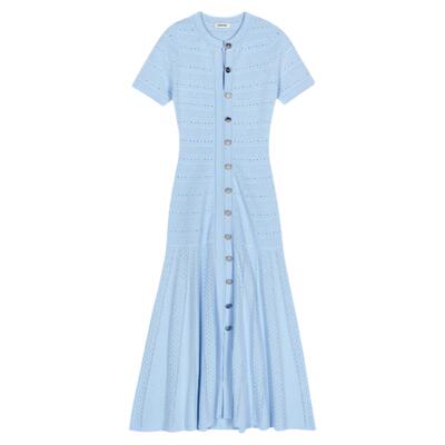 SANDRO长款收腰圆领连衣裙