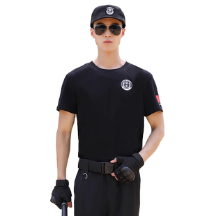保安工作服夏款t恤短袖黑色圆领夏季保安制服夏装训练服薄款定制