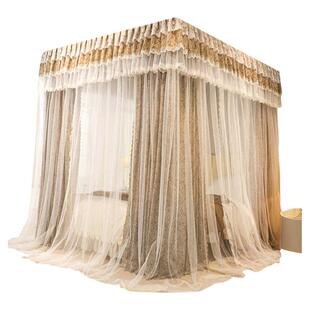 双层遮光蚊帐落地式法式床幔公主风床帘家用卧室宫廷支架防尘顶