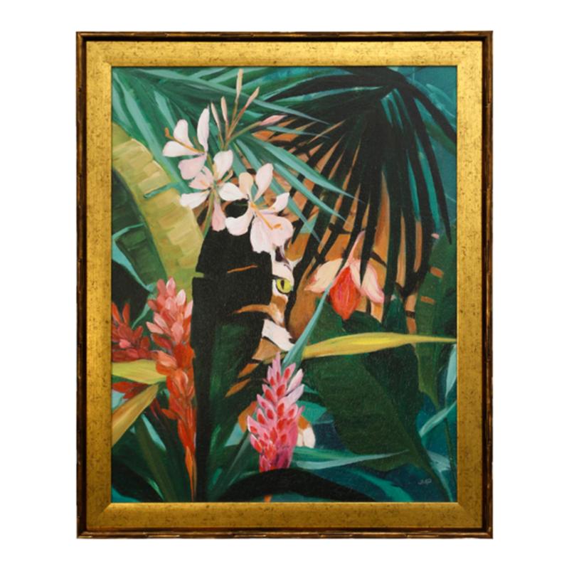 现 纽约下城公园进口花海芳踪丛林豹美人浓郁古典质感装饰画80x66