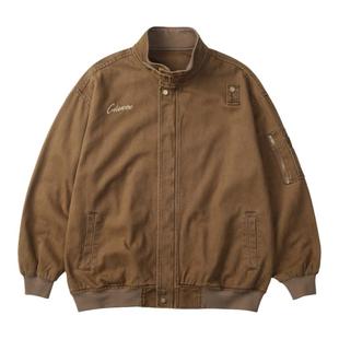 秋冬立领工装夹克男潮牌复古大码上衣男士纯棉美式棉衣外套潮冬季