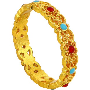 古法沙金珐琅彩开口戒指女轻奢高级感食指环2025新款爆款设计小众