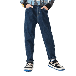 巴拉巴拉男童牛仔裤中大童加绒裤子儿童休闲加厚长裤冬装新款童装