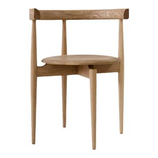 HITCHCOCK Circle Chair/环形椅 中古风真皮复古白橡实木扶手餐椅
