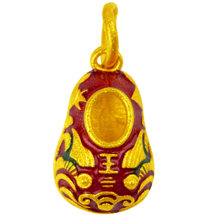 足金999手链生肖虎年宝宝礼品古法錾刻黄金老虎头鞋小吊坠男女